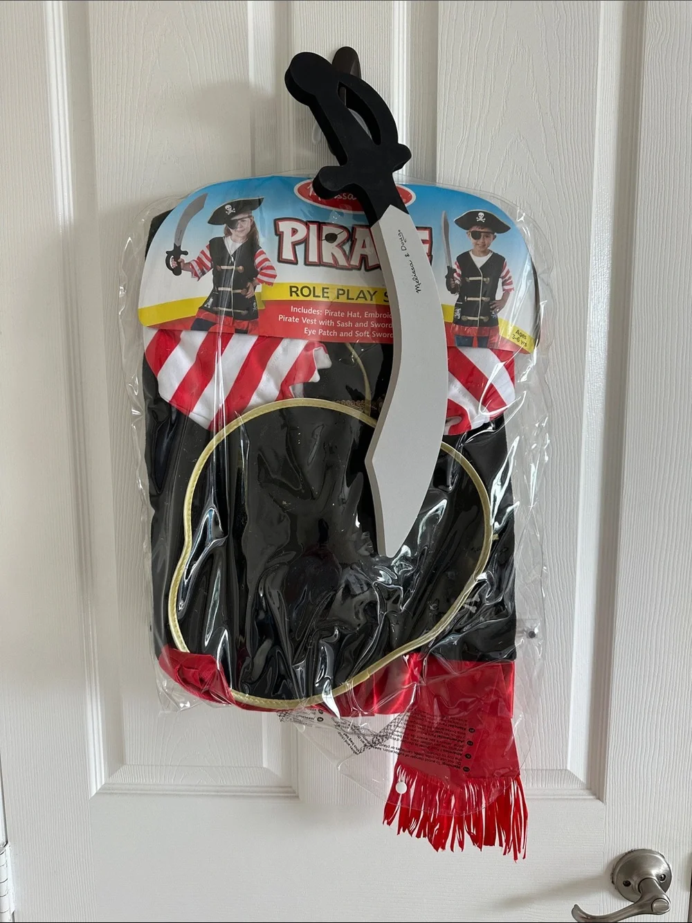 Children's Pirate Costume with Toy Sword - Black & Red